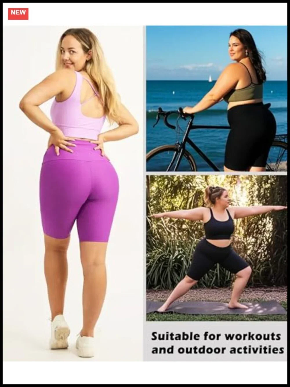 Plus Size Biker Shorts with Pockets for Women High Waisted Workout Yoga 3 Pack
